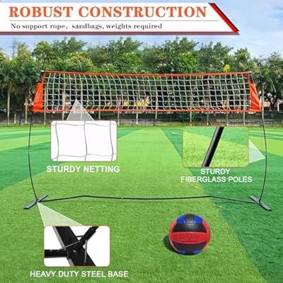12FT/18FT Portable Volleyball Training Net for Hitting or Serving Drills, Outdoor & Indoor Freestanding Practice Net With Height Adjustable, Carry Bag