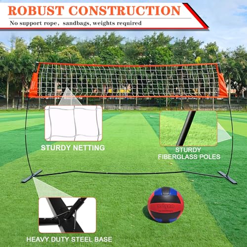 image for Zdgao 12FT Freestanding Volleyball Training Net for Indoor, Outdoor or