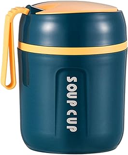 Thermal Insulated Food Jar, Leak Proof Soup Cup with Foldable Spoon for Kids and Adult, 16 oz Stainless Steel Vacuum Bento...