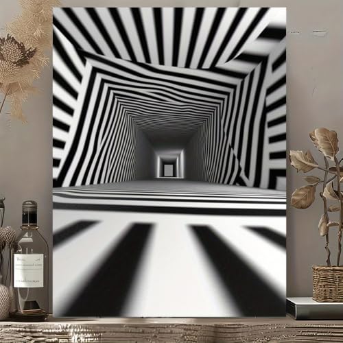 Toile effet d'optique raye decoration moderne salon et grand poster vintage