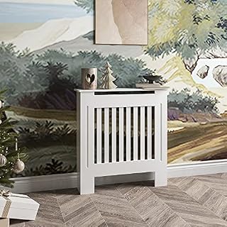 Biubiubath Small White Radiator Cover Wood MDF Grill Cabinet Shelf Vertical Slats L*D*H(780 * 190 * 820MM)