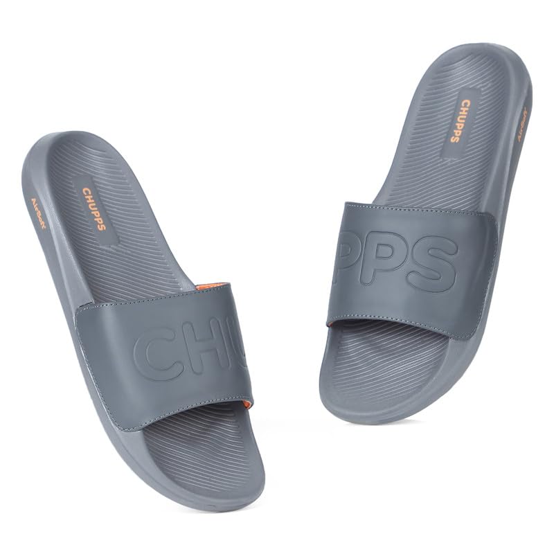 Image of CHUPPS Pure Black Drift Orthopedic Slippers | Soft Footpharma Footbed | Breathable Ventilation Holes | Lightweight Flip Flops | Anti-Skid Chappals for Everyday For Mens