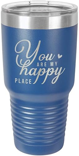 Miniatura 11 de You are my happy place Vaso negro de 30 onzas con popote y tapa superior deslizante Taza de viaje de acero inoxidable Comparar con Yeti Rambler