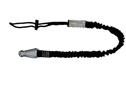 FreeFall Safety Tools Lanyard with Absorber | Tool Lanyard with Single Carabiner 1ps Black