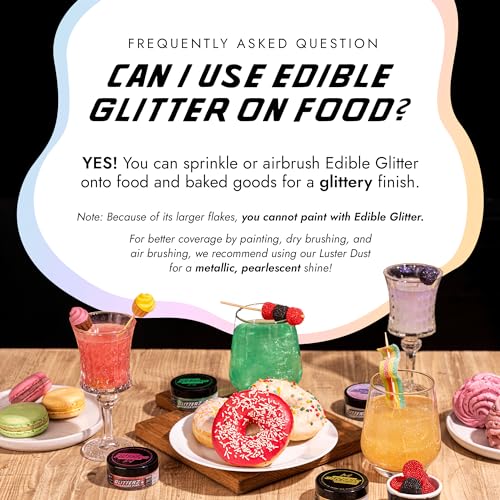 Image of MONEGASQUE Rainbow Edible Glitter for Drinks & Cakes, Cocktail Glitter, 10g