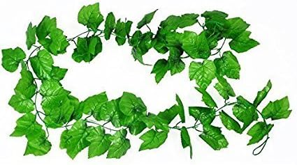 HL Technology Artificial Plants Green Grape Vine 2.4m Green Leaves Fake Plant Plastic Simulation Flowers Vines for Courtyard Decoration