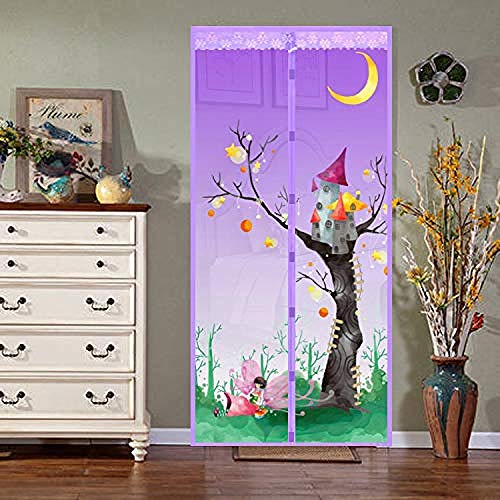 Púrpura Mosquitera Puerta 100x210cm / 39x82inches Mosquitera Corredera para Ventana Manténgase alejado de la Cortina de Mosquitos para Puertas corredizas de balcón Sala de Estar,Fácil de Montar sin T