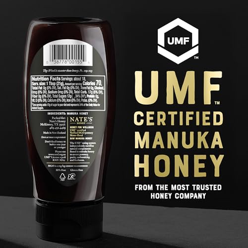 Image of Nate's Pure Manuka Honey, Gold Edition - 13.2 oz Squeeze Bottle | Sourced & Packed in New Zealand - MGO 830+ UMF Certified 20+
