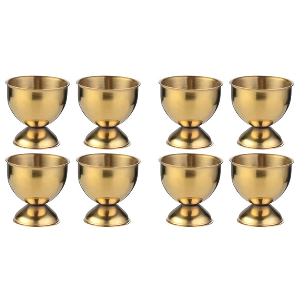 Hndhbfgrt 8X Egg Cups Set Stainless Steel Eggs Hard Boiled Eggs and Soft Tray Tool Holders Kitchen, Gold