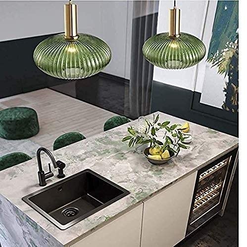 Lustre suspendu rétro en verre vert pour éclairer la table - 4