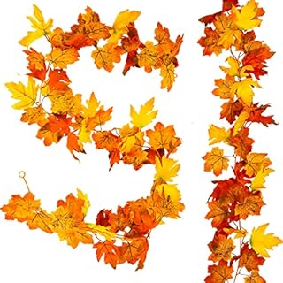 Pelle & Sol 1 Pack Artificial Maple Leaves Autumn Garland | Fake Plants Autumn Decor | Autumn Leaf Garland for Indoor Outdoor Christmas Decoration - 1 Pack