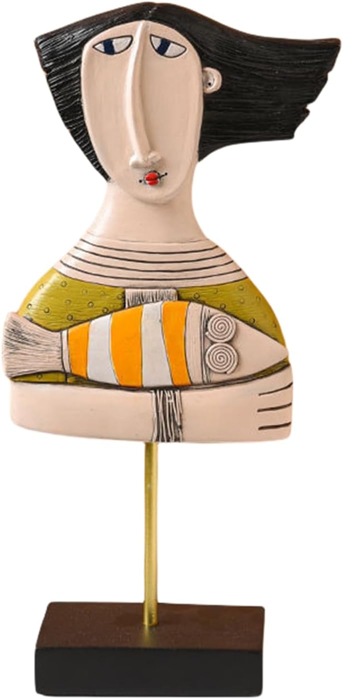 Abstract Face Figure,Handcrafted Statues Resin Sculpture,African Art Tribal Figurines Decorations Items, Home Office Bedroom Living Room Study Room Studio Decorations,B1