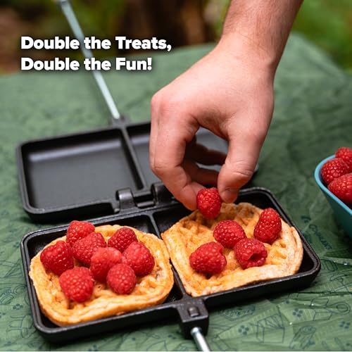 Image of Coghlan's Cast Iron Camp Cooker - Pre-Seasoned Pie Iron Sandwich Maker with Heat-Resistant, Removable Handles, Easy-to-Clean for Toasted Pies, Grilled Sandwiches, and Meats, For Campfire Cooking