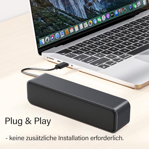 ideal für verbesserten Bass und Höhen bei Videos auf Notebook (105 Zeichen). - Detailansicht von ADELGO SoundBar Mini US...