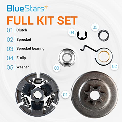 image for BlueStars 3/8 7T Clutch Drum Sprocket with Bearing Washer E-Clip Worm 