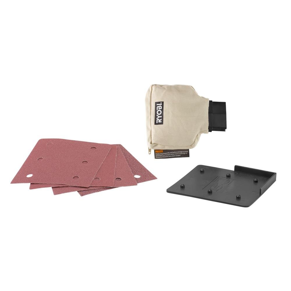Ryobi P440 One+ 18V Litio Ion 12,000 RPM 1/4 hoja lijadora de palma con bolsa de polvo incorporada y almohadillas de lijado incluidas (batería no incluida, solo herramienta eléctrica)