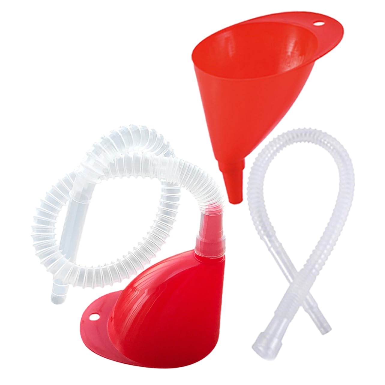 MAGICLULU 8 Juegos Embudo de relleno suministro de coche embudo de cuello largo automotor canalón del tanque de gasolina para el coche de aceite de e el plastico rojo