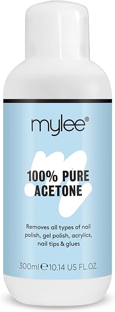 Mylee 100% Pure Acetone Gel Nail Polish Remover for UV/LED, Gel Soak Off, Removes All Types of Nail Polish, Gel Polish, Acrylic, Gels, Nail Tip & Glue (300ml)