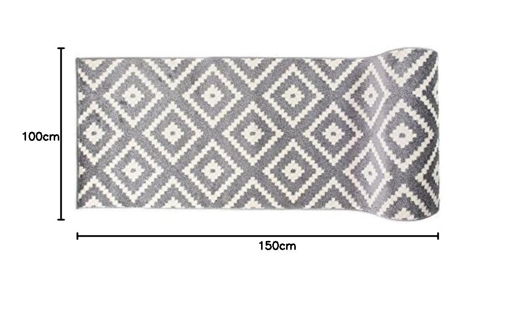 TAPISO Maroko 1 szt. dywan, bieżnik, towar sprzedawany na metry, krótkie runo, do przedpokoju, kuchni, kolor szary, kremowy, marokański, geometryczny wzór karo, nowoczesne wzornictwo, Ökotex 100 x 150 cm