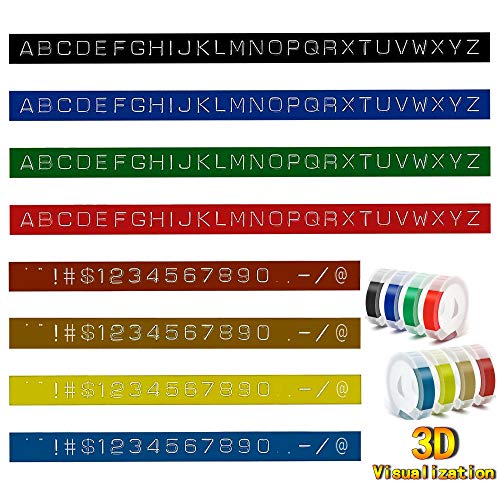 Label Maker Tape Compatible With Dymo Embossing Label Maker, 1/2''X 9.8' Colorful 3D Plastic Office Mate Ii Tape Compatible With Dymo Embossing 35800 #TOP1