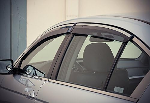 WellVisors Window Visors Wind Deflectors Compatible with Honda 2008-2012 Accord Sedan 4 Door with Chrome Trim Rain Guards 3-847HD017