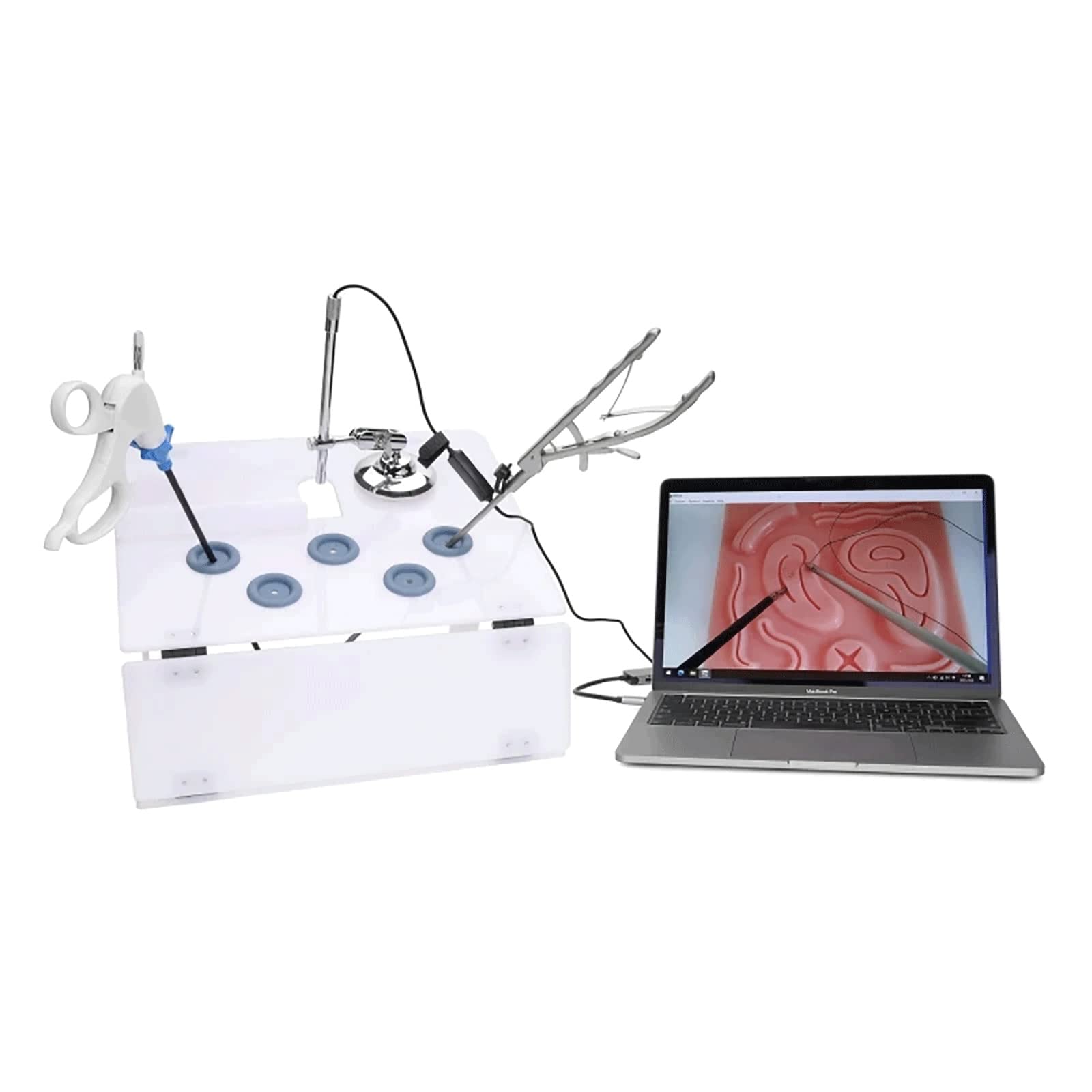 Scatola Di Addestramento Laparoscopico Pieghevole, Kit Di Strumenti Laparoscopici Medici Scatola Di Addestramento Simulazione Laparoscopica Con 4 Strumenti Chirurgici E 8 Moduli Di Formazione