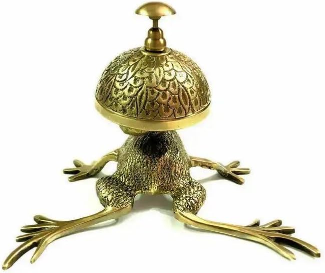 Nautical Brass Desk Bell Frog Shape Handmade Table Desk Bell for Hotel Office Call Reception Decor Bell