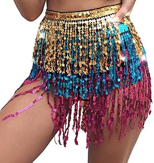 Belly Dance Dancer Costume Sequin Tassel Fringe Hip Scarf Belt Waist Wrap Skirt