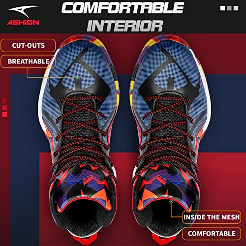 ASHION Basketball shoes, boys' trainers, children's trainers, high top, outdoor sports shoes, anti-skid, breathable