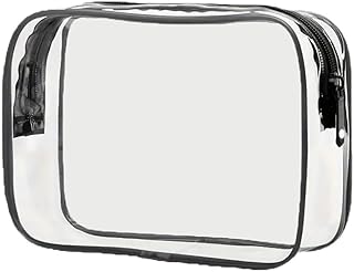 Clear Travel Toiletry Bag, TSA Approved Travel Bags for Toiletries, Quart Size Travel Bag Carry on Airport Airline Compliant Bag, Waterproof Cosmetic Makeup Bag for Women Men (Black)