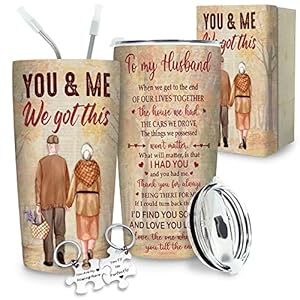SANDJEST To My Husband Tumbler – 20oz Stainless Steel Double Wall Insulated Couple Travel Mug Gifts for Him, Hubby…