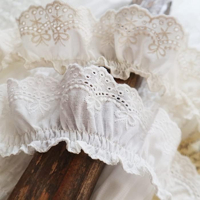 Miniatura 5 de Yalulu Tela de encaje de algodón de 5 yardas, ribete de flecos de borla, cintas bordadas para manualidades