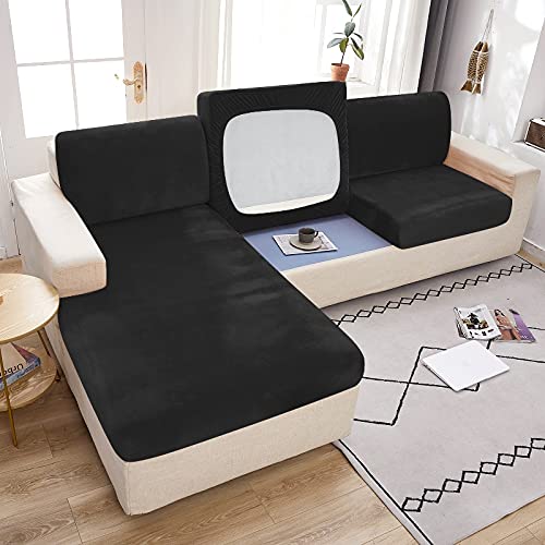 Housse de coussin de canapé en velours extensible pour assise de chaise longue 1 2 3 places