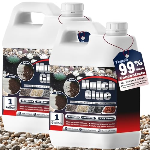 Mulch Glue, Rock Glue for Landscaping, 2 Gallon Gravel Glue Strong Adhesion of Pea Stabilizer Landscape Adhesive for Courtyard, Garden, Edging for Landscaping, Fast Dry & Safe for Plants Pets