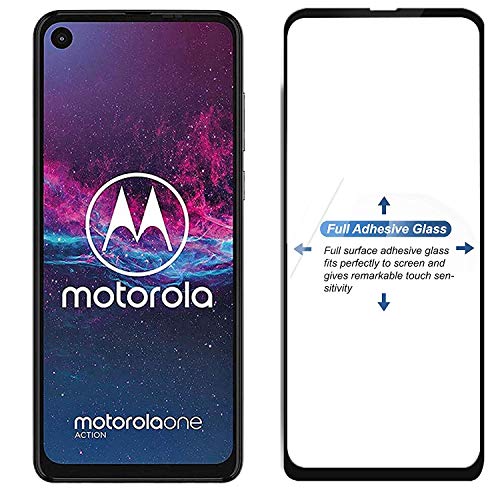 Image of Screen Protector for Motorola Moto One Action /Moto One Vision (Black) Tempered Glass Edge-to-Edge 6D Screen Guard With Installation Kit