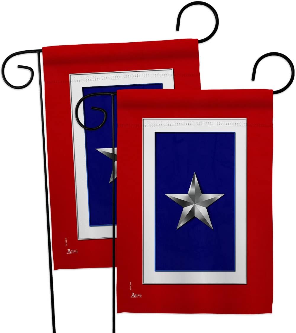 Silver Star Garden Flag - 2pcs Pack Armed Forces Military Service All Branches Support Honor United State American Veteran - House Banner Small Yard Gift Double-Sided Made in USA 13 X 18.5