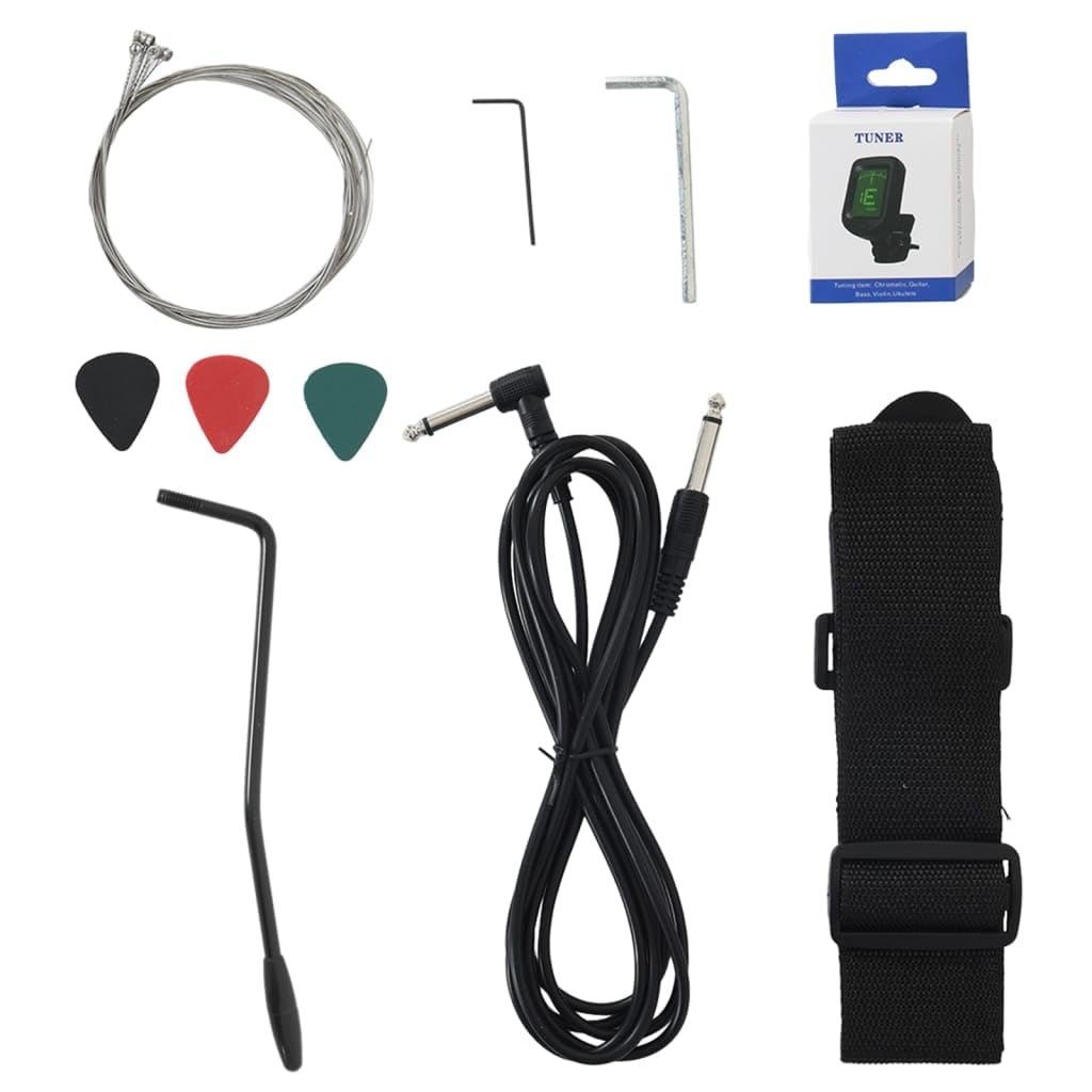 Generico Chitarra Elettrica per Principianti con Custodia Nera 4/4 39",Nero,3.79kg,70187