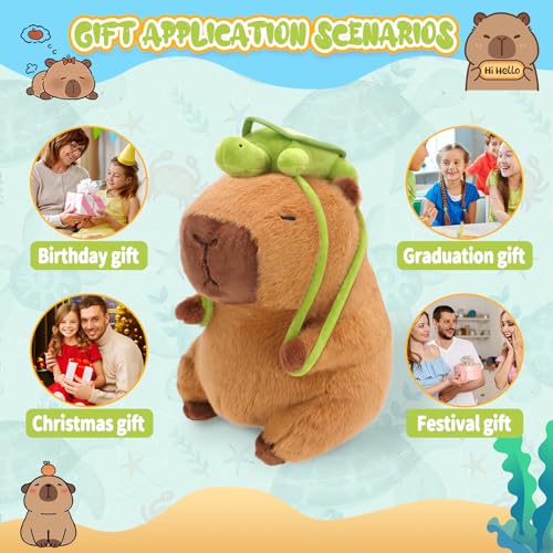 RichRabbit Cute Capybara Plush Capibara Stuffed Animal Plushies Toys Hugging Gifts for Kids Brown Plush Wear Turtle Backpack Soft 9 inch by RichRabbit - Used condition - Image 7