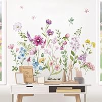 wondever Stickers Muraux Grand Branche de Fleurs Rose Autocollants