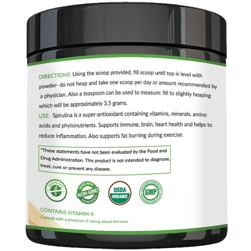 Premium Usda Organic Spirulina Powder - Organic Spirulina Of Blue Green Algae From California & Hawaii – 100% Vegetarian & Vegan, Non-Gmo, Non-Irradiated – The Best Green Superfood For Smoothies! #TOP5