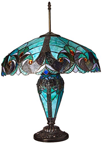 Chloe Lighting Ch18780Vg18-Dt3 Liaison Tiffany-Style Victorian 3 Light Double Lit Table Lamp With Shade, 24.5 X 18 X 18", Multicolor #TOP2