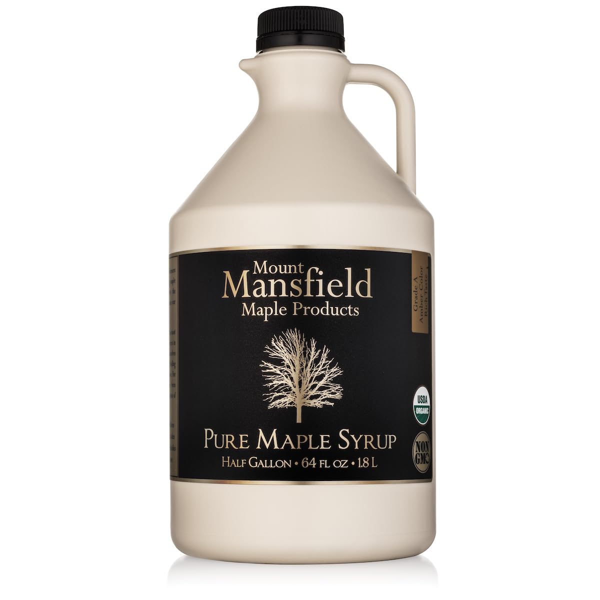Mansfield Maple Certified Organic Pure Vermont Maple Syrup in Plastic Jug Grade A Dark Robust, Half Gallon