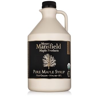 Mansfield Maple Certified Organic Pure Vermont Maple Syrup in Plastic Jug Grade A Amber Rich, Half Gallon