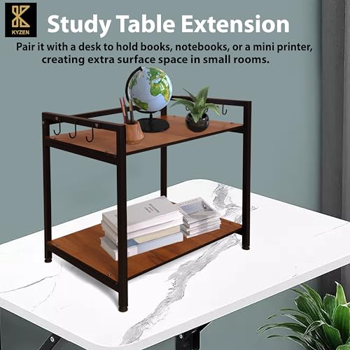 Image of KYZEN Deluxe Microwave Oven OTG Stand for Kitchen Counter, Toaster Organizer, Extra Storage with Side Hooks for Home & Kitchen Appliances 2T Deluxe