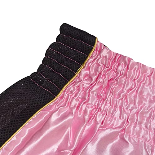 Siamkick Classic Muay Thai Shorts For Men Women Boxing Kickboxing High Grade Mma Fight Clothing Training Workout Trunk (Xxl, Pink Mesh) #TOP2