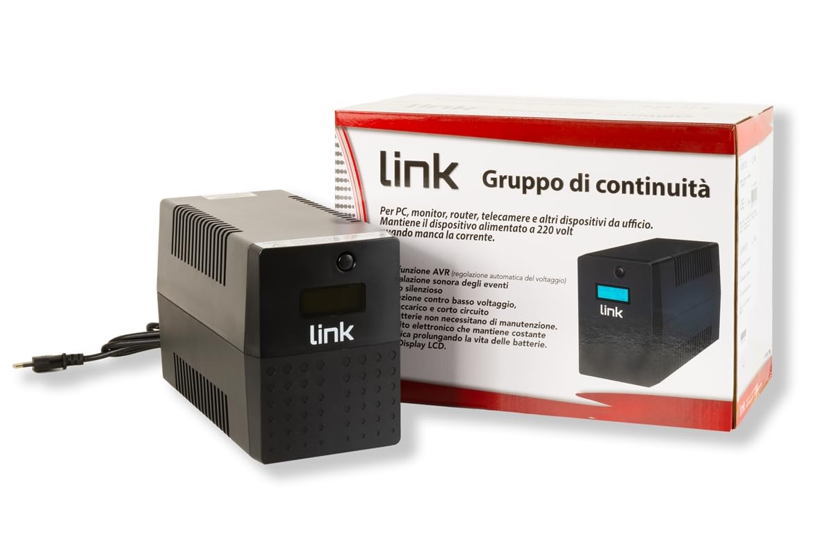 Link LKUPS1000C UPS Line-Interactive UPS 1000 VA/600 W Line-Interactive - 4 tomacorrientes con Pantalla LCD, protección de la Fuente de alimentación para PC y Servidor