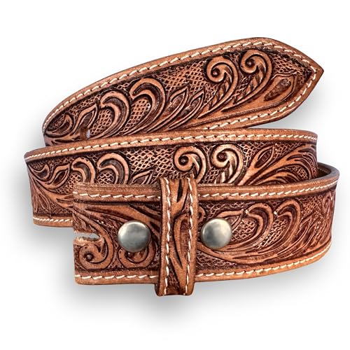DANIEL'S ARTPLANET Western Leather Belt Strap for Removable Buckle Full Grain Leather Belt Strap 1.5” Cowboy Western Style