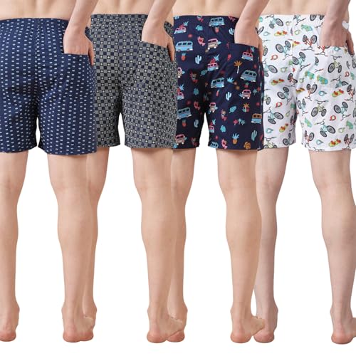 Image of Urban Scottish Ultra-Comfortable Men's Boxer Pants (Pack of 4), 100% Cotton with Stylish Print, Soft & Stretchy Elastic Waist Band, Dynamic Movement & Hardwearing Stitching,Breathable Gentle Snug Fit
