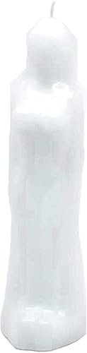Vela con imagen de figura femenina blanca de Transcendent Candles (bendición, protección, curación, espiritualidad, limpieza, hechizos, hechizos y