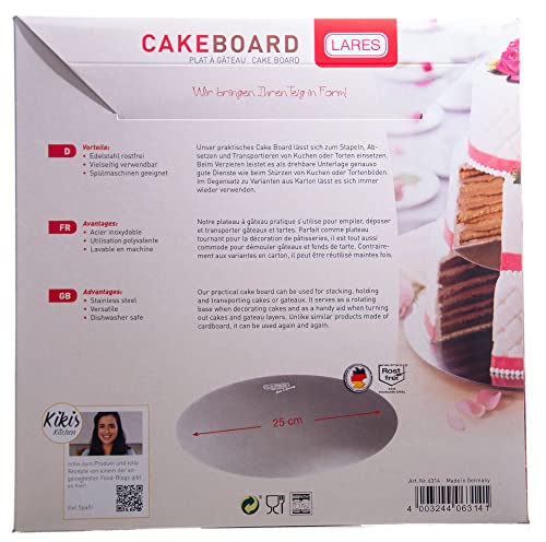 Lares Cakeboard - Tortenunterlage - Tortenretter - aus Edelstahl - Größe: 25 cm - Made in Germany – Ansicht 3